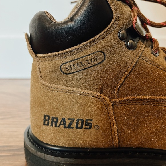 Brazos Work Force Womens Steel Toe Brown Leather Safety Boot, Size 6 - Picture 5 of 8